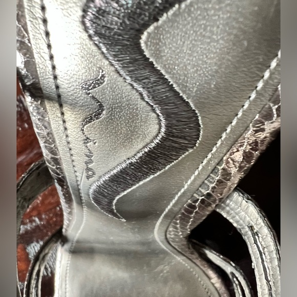 Nina Sanchia True Silver Reflective Surdette Heels Glitter Gems Women’s Size 7.5 - Picture 7 of 10